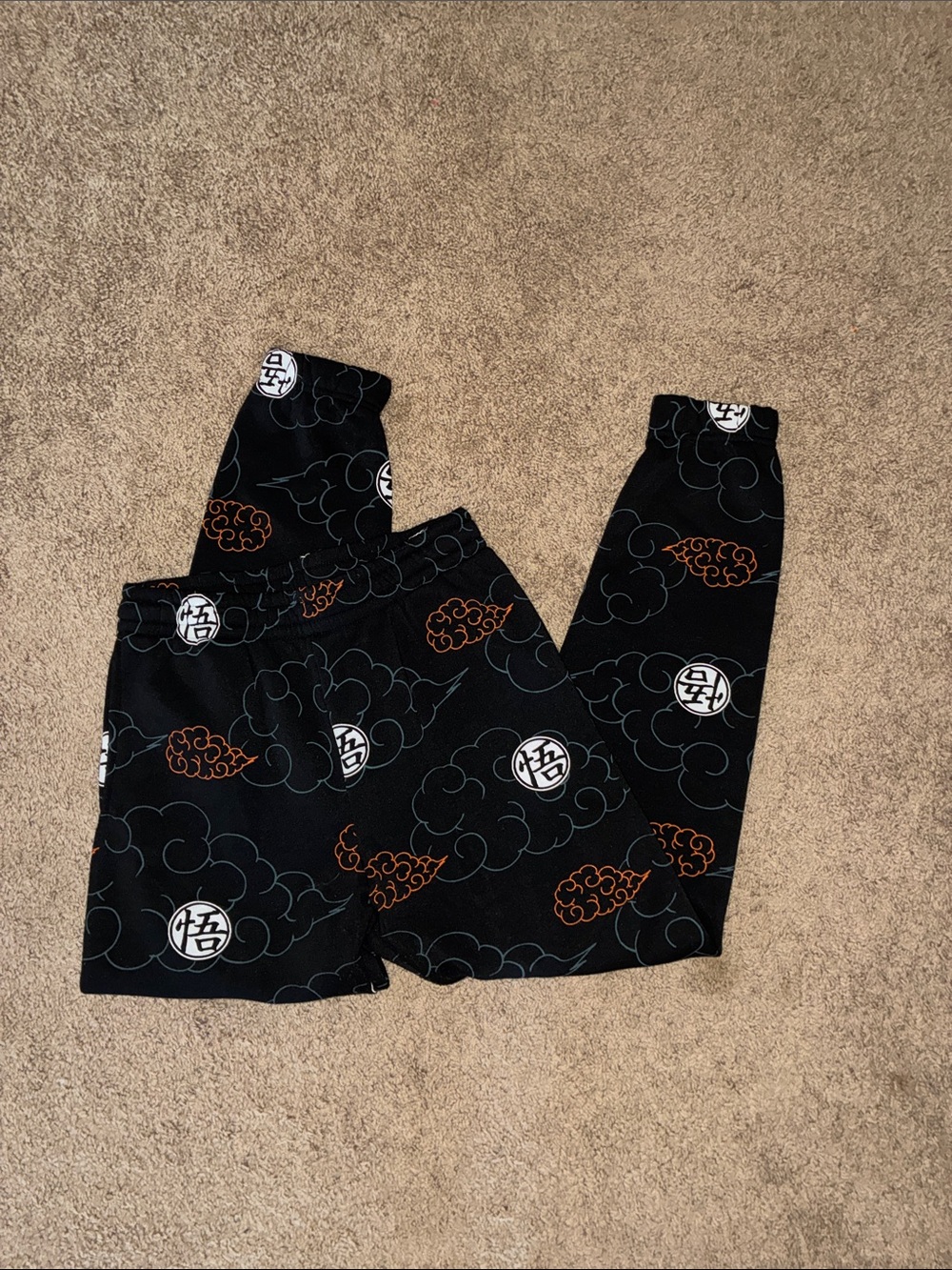 True & Co. Black Joggers with Orange Cloud Accents